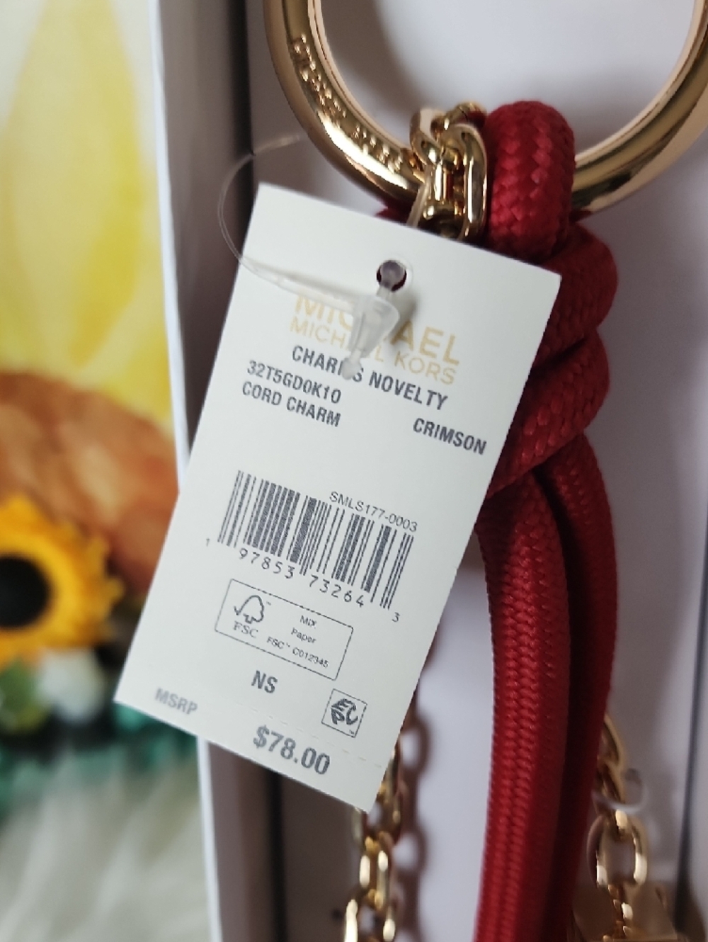 Michael Kors Red Knot Tassel Keychain with Gold Accents - Picture 6 of 11